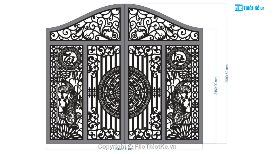 cổng trống đồng cnc,trống đồng,cổng cá chép cnc
