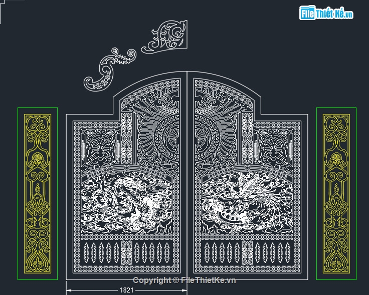 File cổng đẹp,cổng tứ linh cnc,file cnc cổng tứ linh,mẫu cổng tứ linh