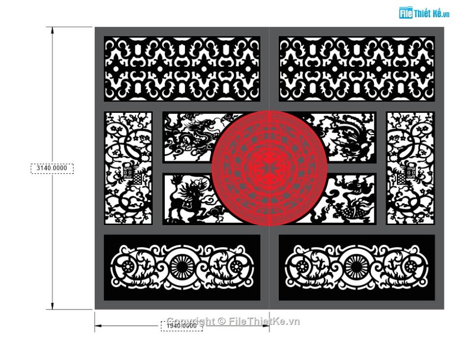 cổng tứ linh cnc,file cnc cổng tứ linh,mẫu cổng tứ linh cnc,thiết kế cổng tứ linh cnc