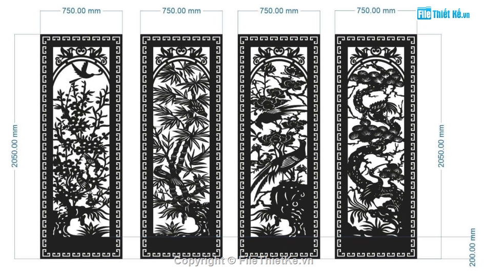 tùng trúc cúc mai,cổng tứ quý cnc,file dxf tứ quý cnc