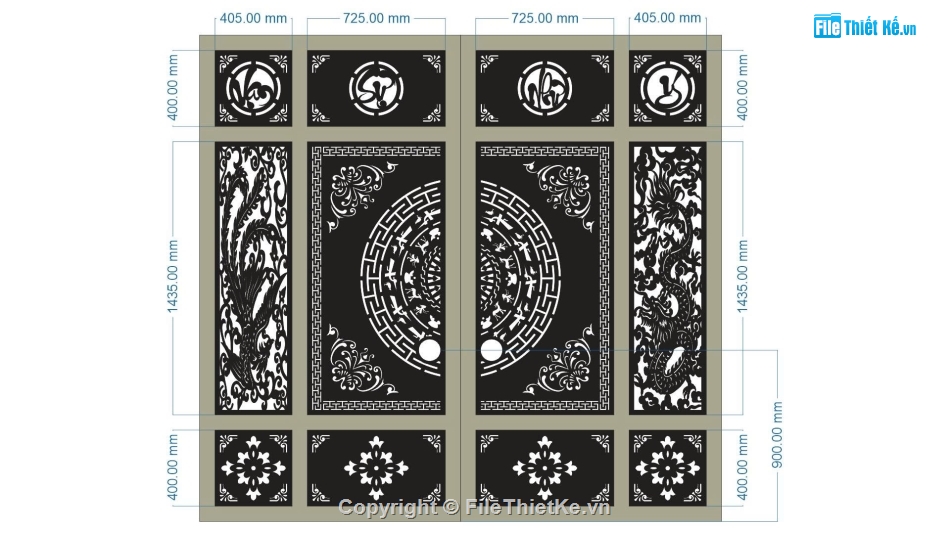 cổng 4 cánh cnc,cad cổng vạn sự như ý,file cổng dxf đẹp