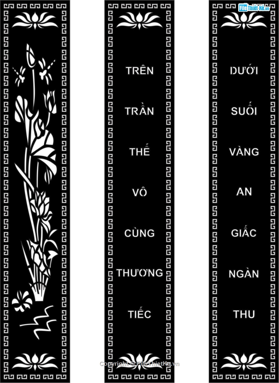 hoa sen cnc,câu đối cnc,hoa sen và câu đối,mẫu hoa sen câu đối