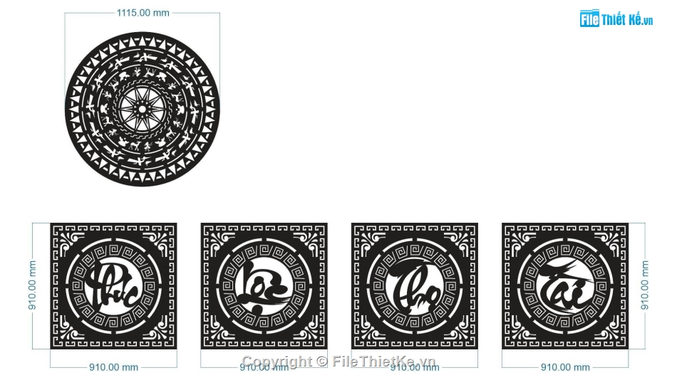 phúc lộc thọ,cnc phúc lộc thọ,trống đồng tài lộc