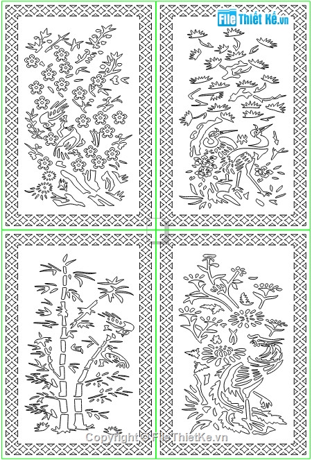 tùng trúc cúc mai,vách tứ quý,File tứ quý cnc,file cad tứ quý cnc