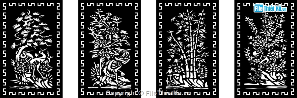 tùng trúc cúc mai,tùng cúc trúc mai cnc,vách tứ quý