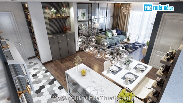 model bếp,mode 3dmax bếp,Phòng khách nhà bếp,Phòng khách