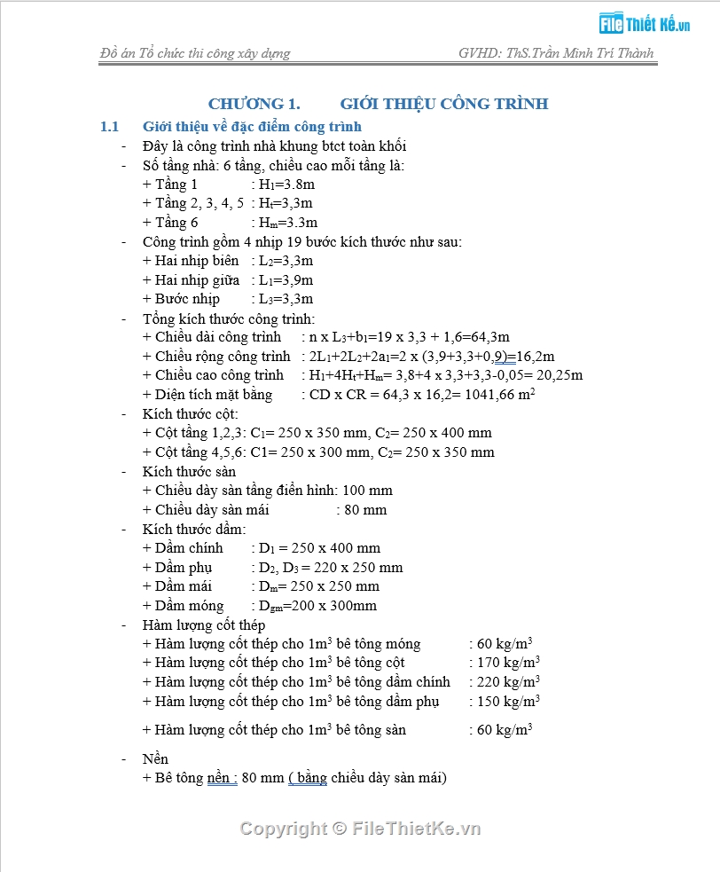 đồ án tổ chức thi công,đủ bản vẽ và thuyết minh,tính toán