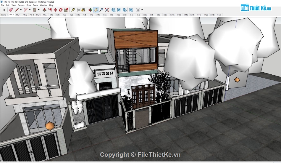 file su nhà 2 tầng,file sketchup nhà phố 2 tầng,sketchup nhà phố 2 tầng,model su nhà phố 2 tầng