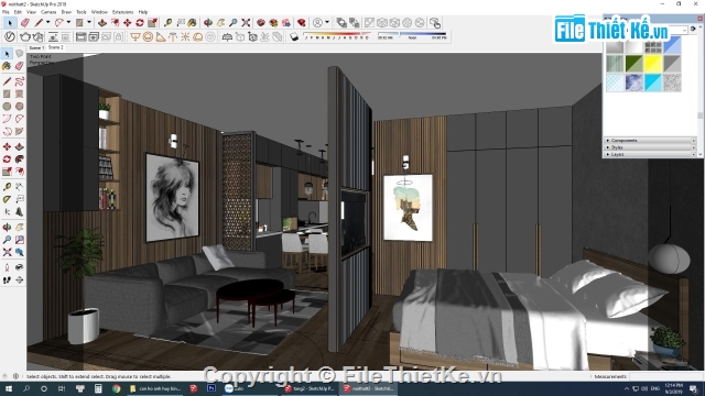 nội thất căn hộ,sketchup nội thất căn hộ,mẫu nội thất căn hộ,3d nội thất căn hộ