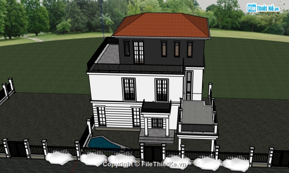 File sketchup biệt thự 2 tầng,model sketchup biệt thự 2 tầng,sketchup biệt thự 2 tầng