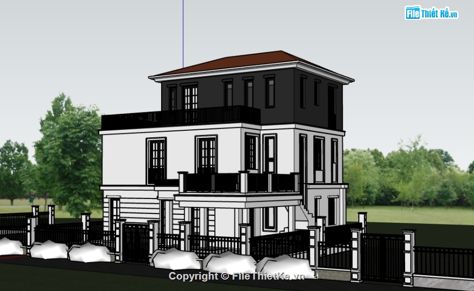 File sketchup biệt thự 2 tầng,model sketchup biệt thự 2 tầng,sketchup biệt thự 2 tầng