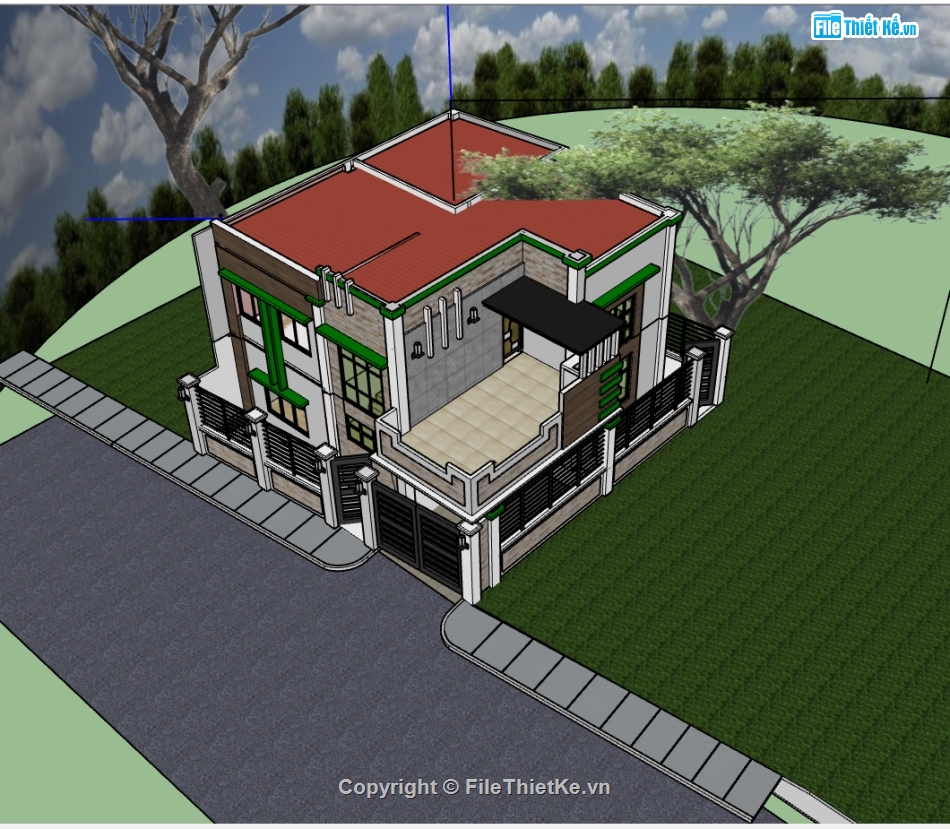 sketchup biệt thự 2 tầng,file sketchup biệt thự 2 tầng,model sketchup biệt thự 2 tầng,3d sketchup biệt thự 2 tầng