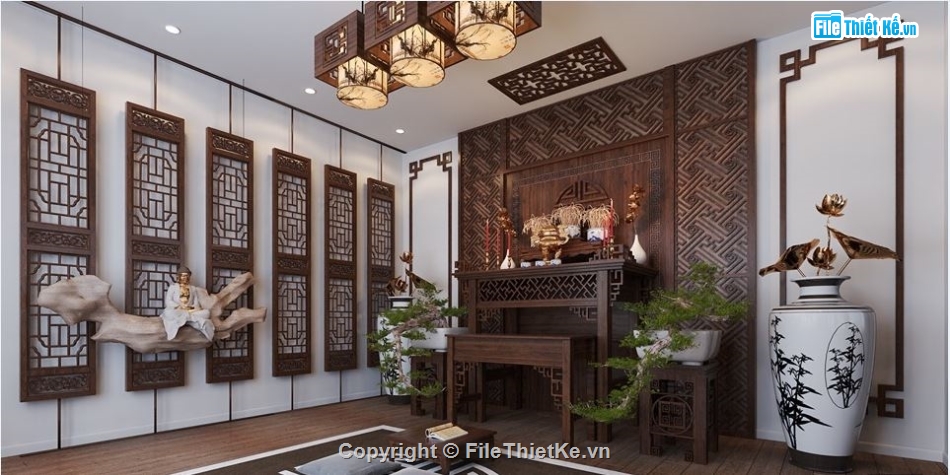 thiết kế phòng thờ su,mấu thiết kế phòng thờ su,nội thất phòng thờ sketchup