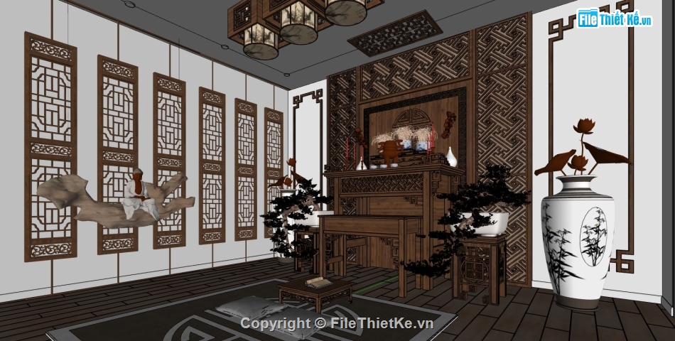 thiết kế phòng thờ su,mấu thiết kế phòng thờ su,nội thất phòng thờ sketchup