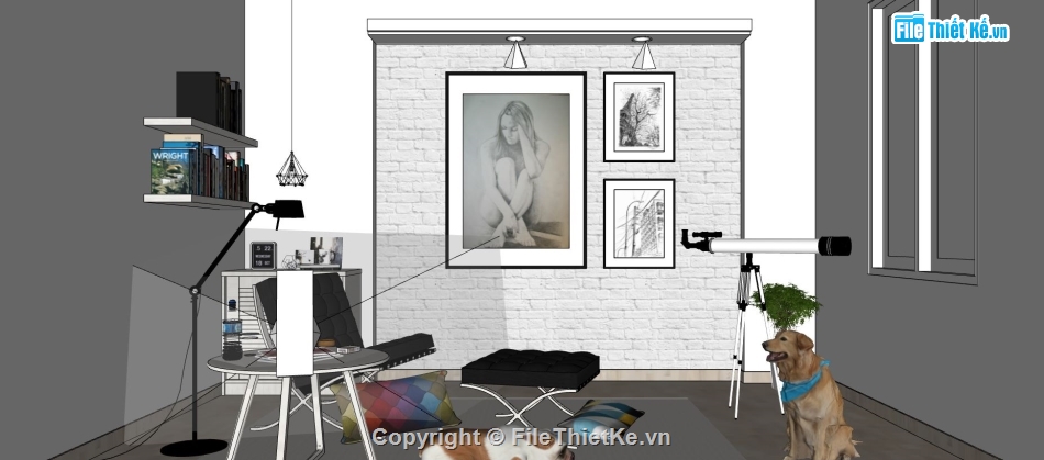 nội thất phòng khách,model sketchup nội thất phòng khách,phối cảnh nội thất phòng khách,file nội thất phòng khách