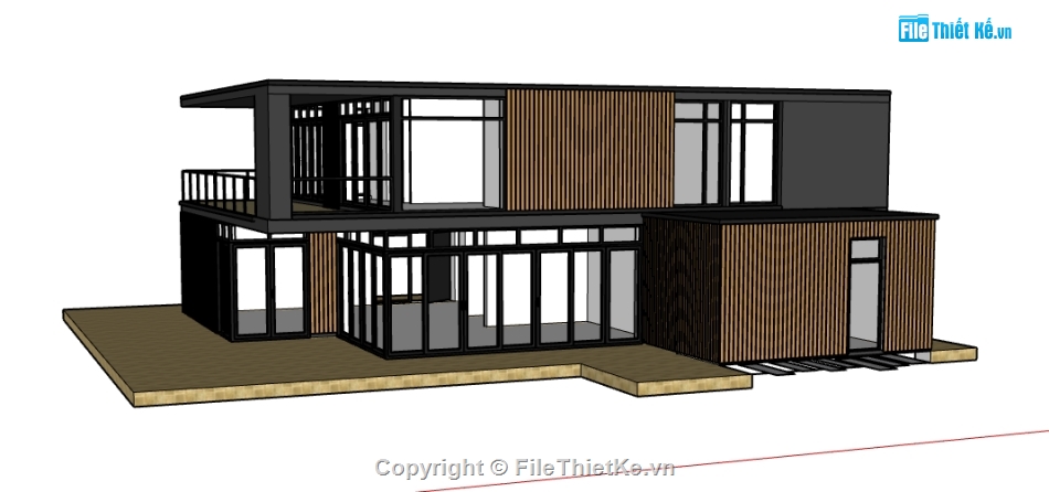 biệt thự 2 tầng dựng sketchup,dựng 3d su biệt thự 2 tầng,thiết kế biệt thự file su