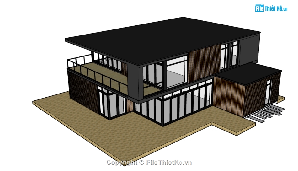 biệt thự 2 tầng dựng sketchup,dựng 3d su biệt thự 2 tầng,thiết kế biệt thự file su