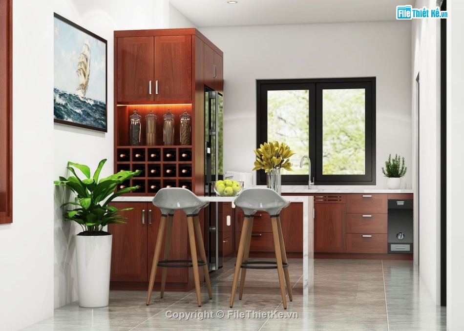 sketchup nội thất phòng bếp,nội thất phòng ngủ,phòng bếp sketchup,phòng bếp hiện đại,phối cảnh phòng ngủ
