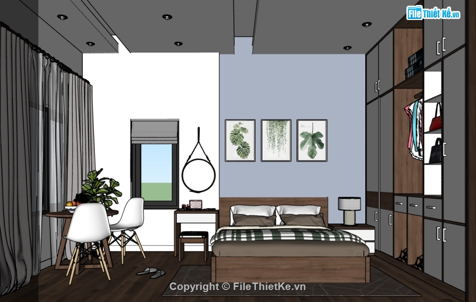 sketchup nội thất phòng bếp,nội thất phòng ngủ,phòng bếp sketchup,phòng bếp hiện đại,phối cảnh phòng ngủ