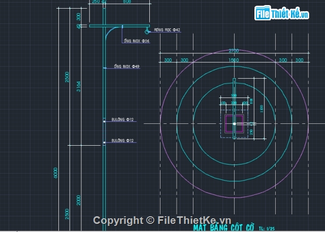 bản vẽ cột cờ,thiết kế cột cờ,cột cờ,mẫu cột cờ