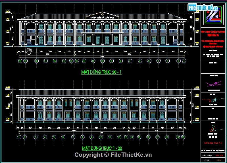 trường mầm non 2 tầng,mầm non 2 tầng 15.7x53.65m,File cad Trường mầm non,File cad 2 tầng 5 phòng học,Nhà lớp học 2 tầng 5 phòng học