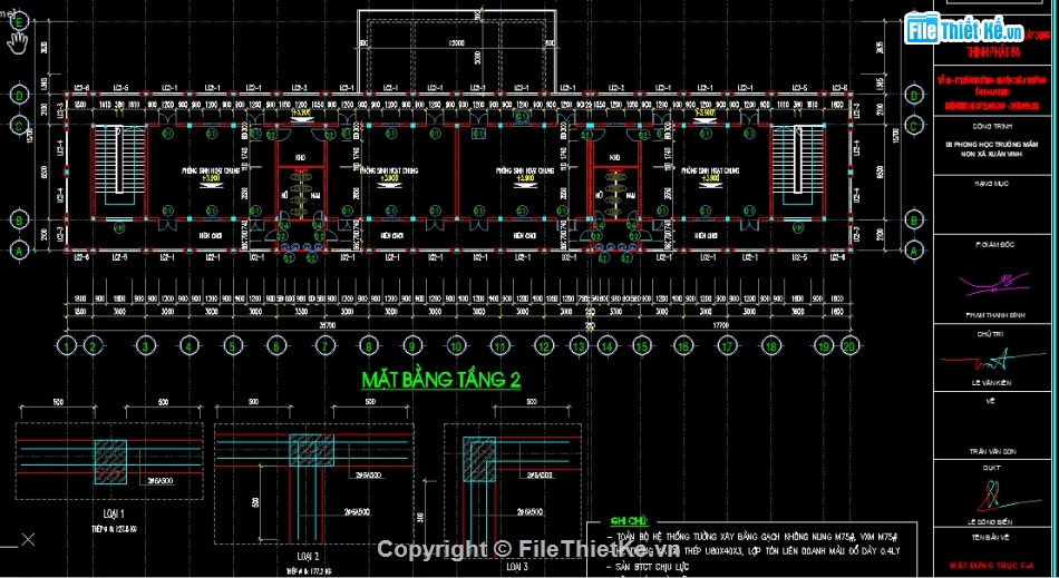 trường mầm non 2 tầng,mầm non 2 tầng 15.7x53.65m,File cad Trường mầm non,File cad 2 tầng 5 phòng học,Nhà lớp học 2 tầng 5 phòng học