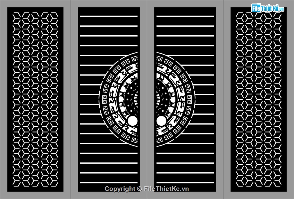 cổng 4 cánh cnc,cổng trống đồng cnc,file cổng dxf đẹp