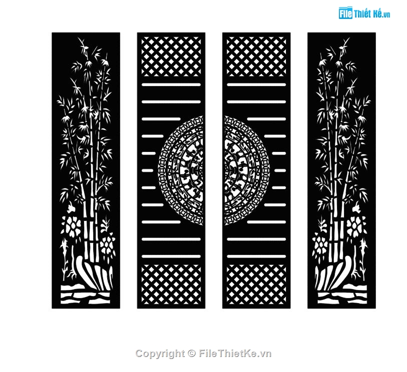 cổng 4 cánh cnc,cổng trống đồng cnc,cổng trúc cắt cnc