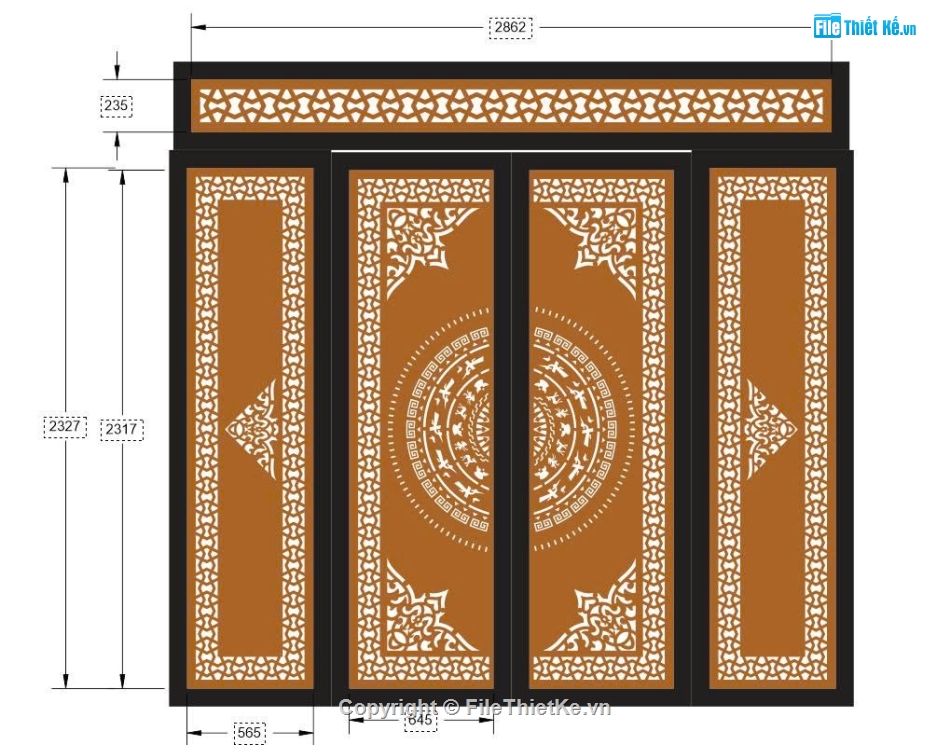 cổng 4 cánh,cổng cnc,cổng có ô thoáng