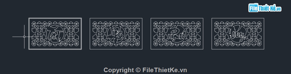 cnc 4 chữ tài lộc phú quý,file dxf 4 chữ cnc đẹp,autocad 4 chữ cắt cnc