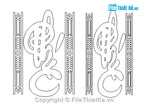 File dxf vách chữ Phúc,File cad thiết kế chữ Phúc,File dxf chữ Phúc