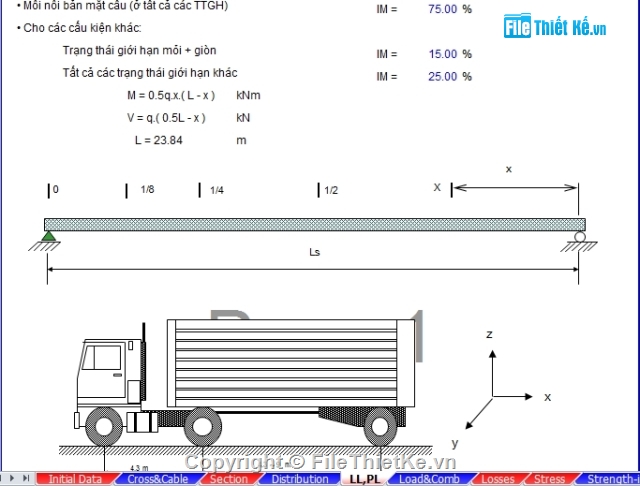 kết cấu dầm,dầm I,bảng tính kết cấu nhịp,tính kết cấu nhịp dầm I24.54m