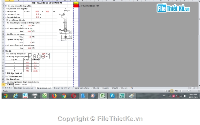 file excell đồ án nền móng,file excell tính nền móng,đồ án nền móng,nền móng,file excell đồ án nền móng full