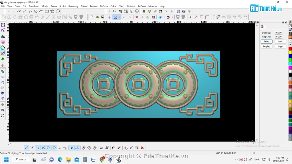 cnc mẫu 3 đồng tiền lồng nhau,file jdpaint thiết kế 3 đồng tiền lồng nhau,hoa văn cnc 3 đồng tiền xu