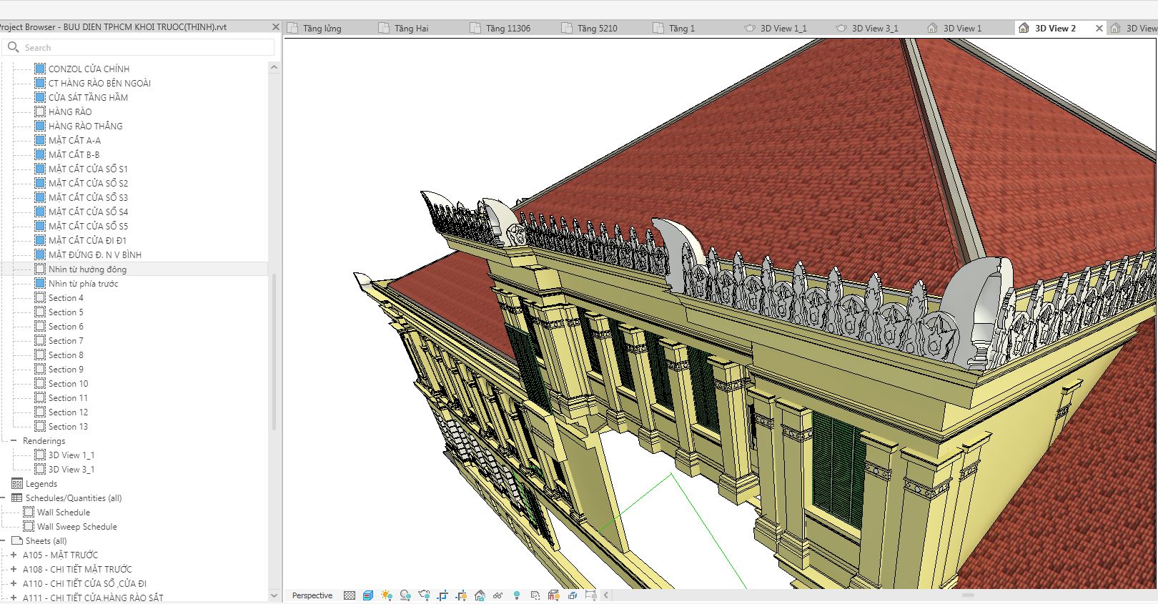 kiến trúc bưu điện,thiết kế bưu điện,bưu điện,Revit bưu điện