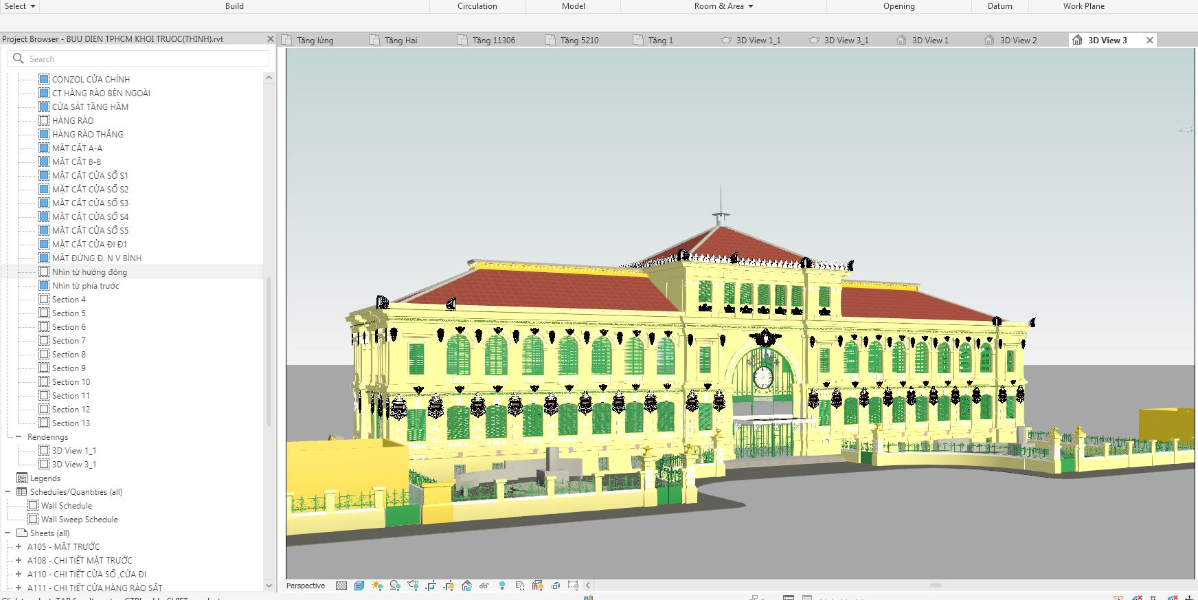 kiến trúc bưu điện,thiết kế bưu điện,bưu điện,Revit bưu điện