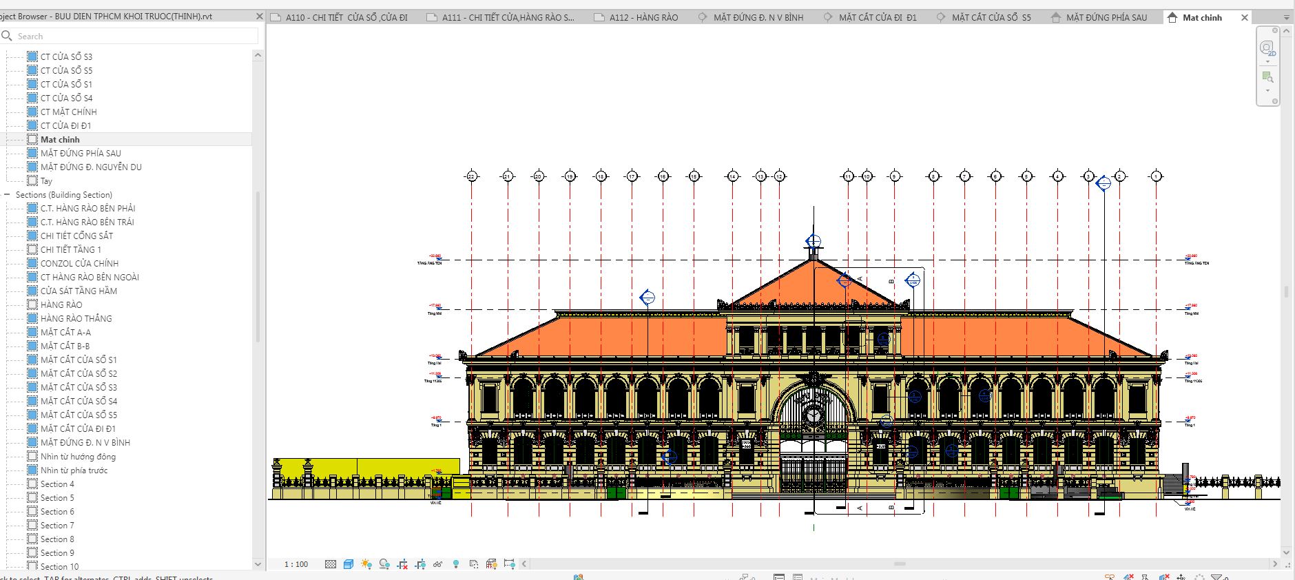 kiến trúc bưu điện,thiết kế bưu điện,bưu điện,Revit bưu điện