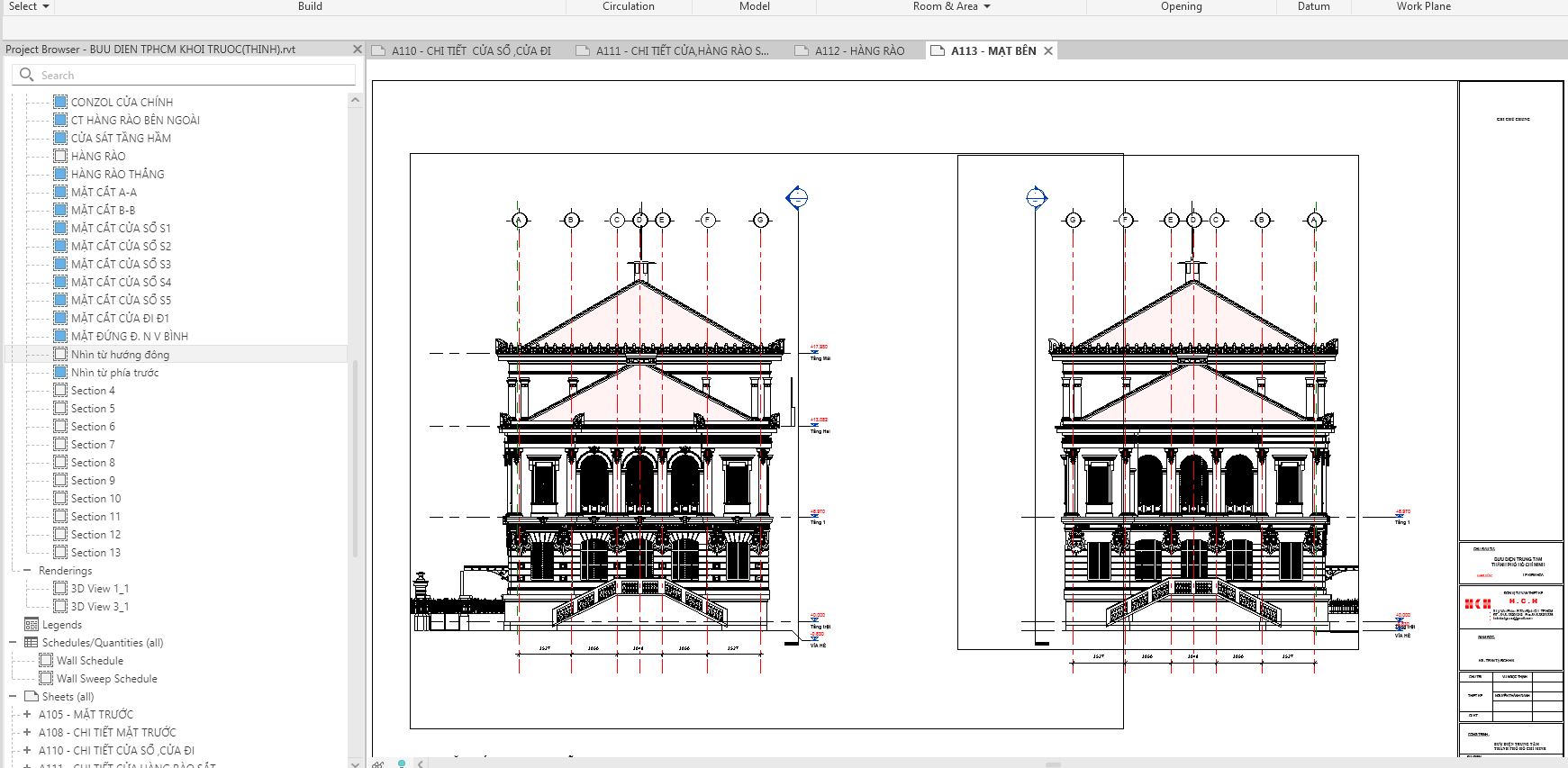 kiến trúc bưu điện,thiết kế bưu điện,bưu điện,Revit bưu điện