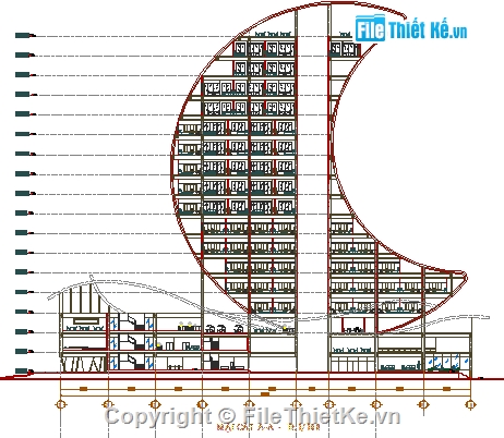 kiến trúc khách sạn,kiến trúc nhà khách,moon hotel,bản vẽ kiến trúc,Kiến trúc Moon Hotel