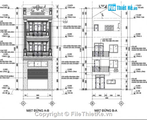 kiến trúc nhà,kiến trúc nhà phố,bản vẽ nhà phố 5x20m