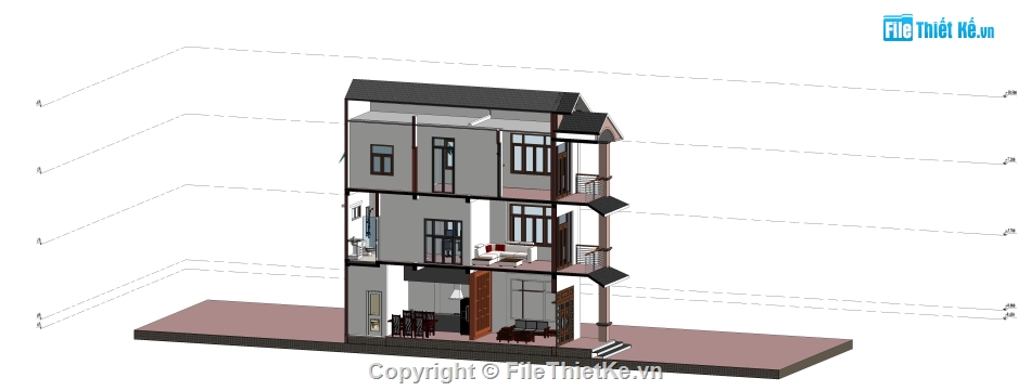 nhà phố 3 tầng,revit nhà phố 3 tầng,cad nhà phố 3 tầng,nhà phố 3 tầng 8x11m,bản vẽ nhà phố 3 tầng