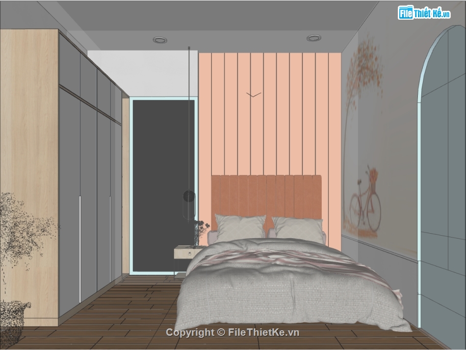 model su phòng ngủ bé,su nội thất phòng ngủ bé,file sketchup nội thất phòng ngủ