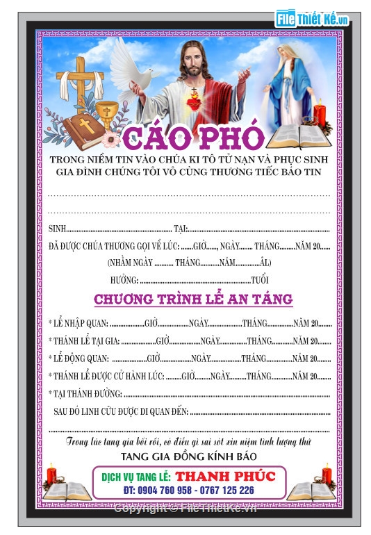 mẫu cnc cáo phó,cắt cnc cáo phó,mẫu cáo phó cnc,corel cáo phó