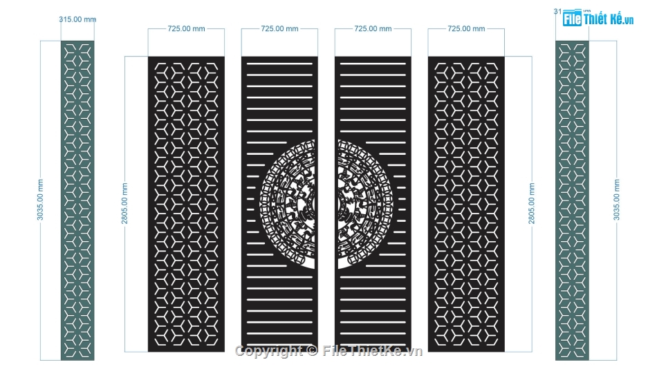 file cnc cổng 4 cánh,mẫu cnc cổng 4 cánh,cổng 4 cánh cnc,autocad cổng 4 cánh