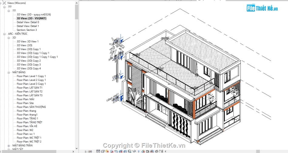 nhà ở 2 tầng 8x13.5m,mẫu revit biệt thự,revit biệt thự 2 tầng,revit biệt thự 2 tầng 8x13.5m