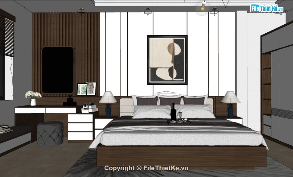 nội thất phòng ngủ,file sketchup nội thất phòng ngủ,model su nội thất phòng ngủ