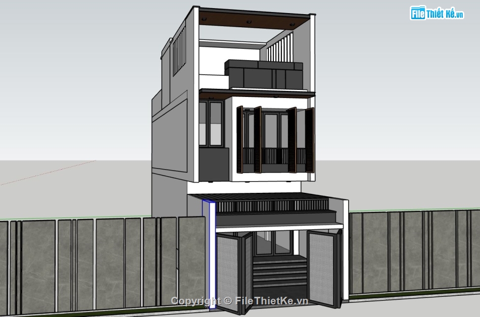 nhà phố 2 tầng,mẫu nhà phố hiện đại,sketchup nhà phố 2 tầng