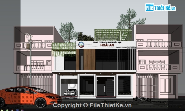 Sketchup ngoại thất,nhà văn phòng công ty,Nội thất văn phòng,công trình công ty,văn phòng,công ty