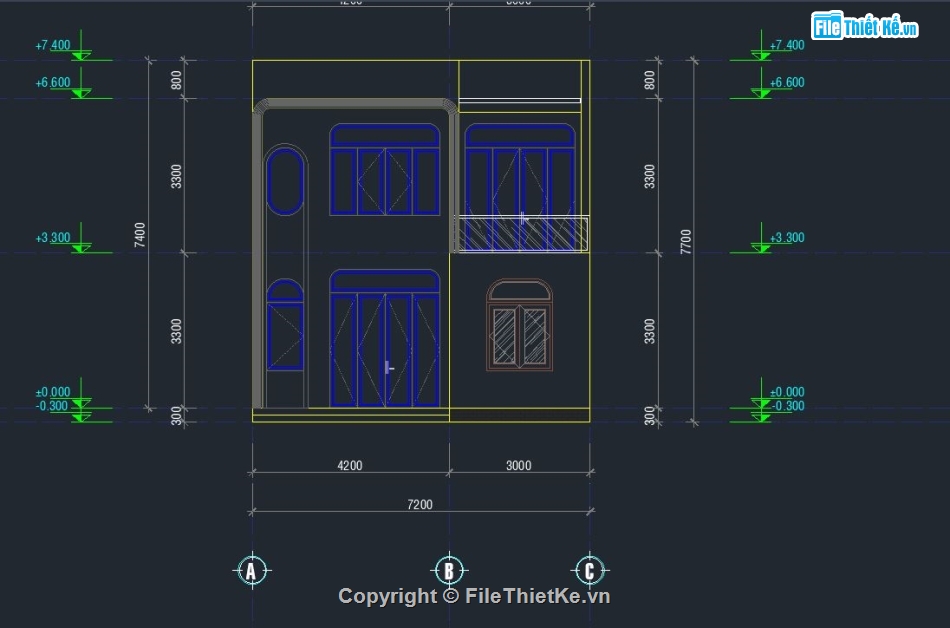 nhà phố 2 tầng,file cad nhà phố gác lửng,kiến trúc nhà phố