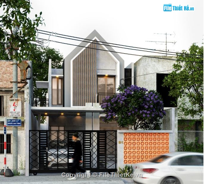 sketchup nhà phố 2 tầng,nhà phố hiện đại,bản vẽ nhà phố đẹp